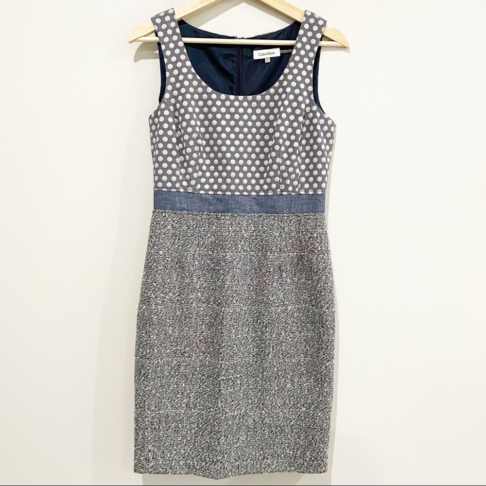 CALVIN KLEIN Mixed Media Sleeveless Dress